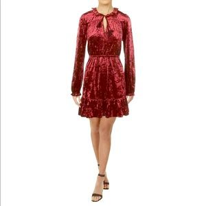 Aqua Womens Red Velvet Ruffles Mini Party Dress